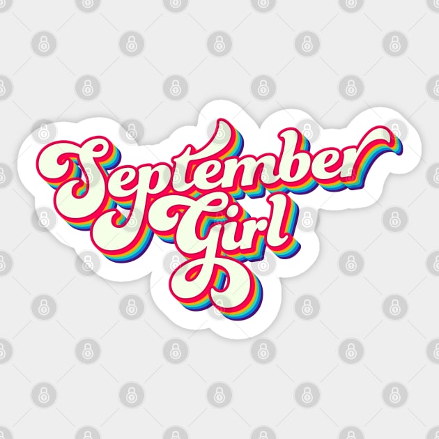 September Girl - Groovy Retro birthday text Sticker by PaperPaper